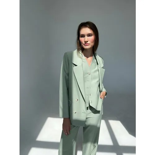 Пиджак To woman store, удлиненный, силуэт прямой, подкладка, размер M, хаки, зеленый