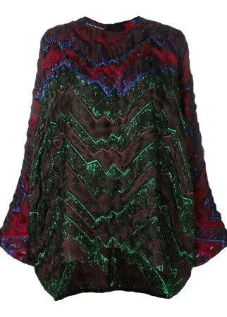 Talbot Runhof quilted metallic thread top