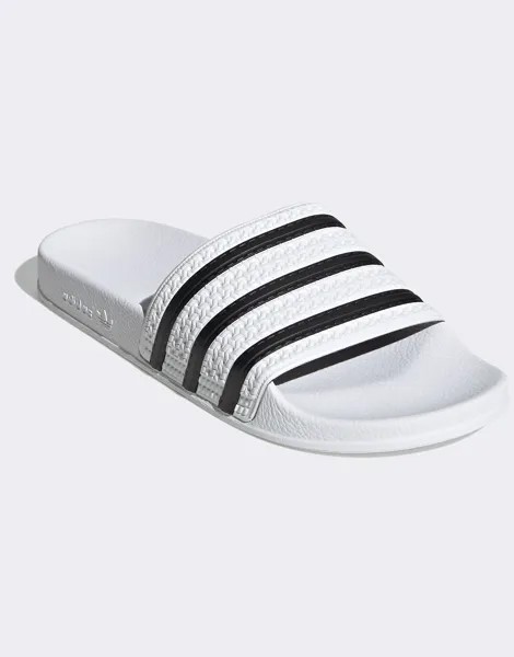 Бело-черные шлепанцы adidas Originals adilette