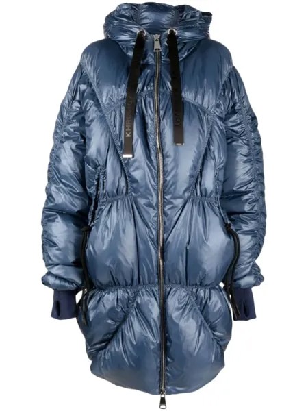 Khrisjoy hooded zip-up padded jacket, синий