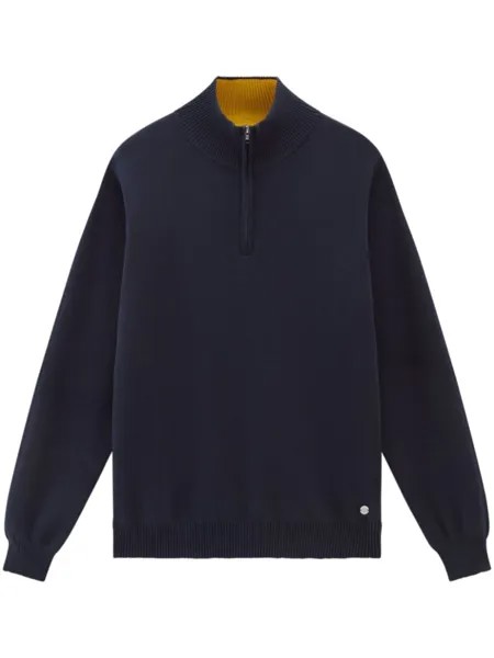 Woolrich джемпер с воротником на молнии и логотипом, синий