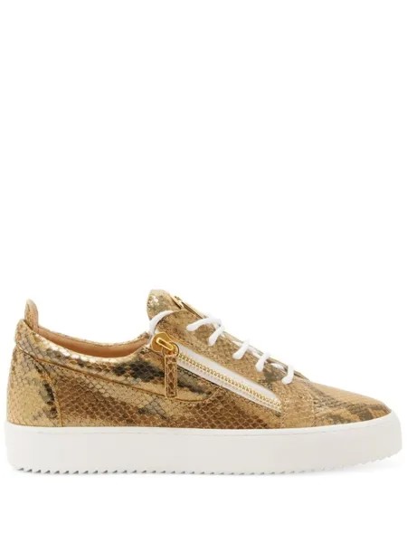 Giuseppe Zanotti кеды Frankie с тиснением под кожу змеи, золотистый