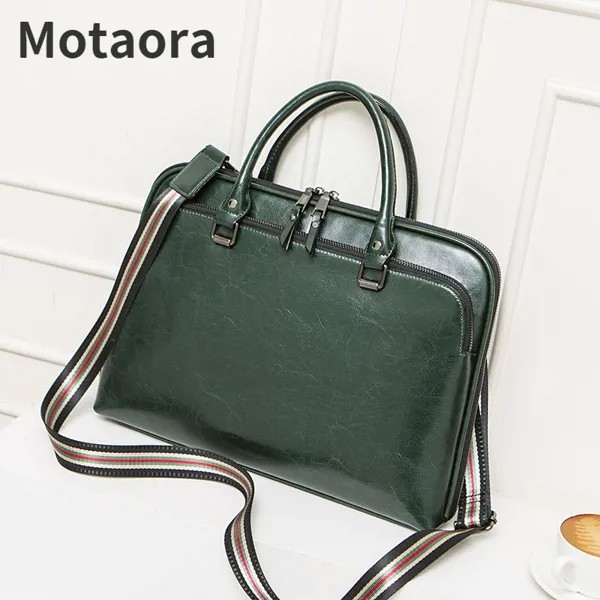 MOTAORA зеленый женский портфель из натуральной кожи, модная деловая женская сумка, Офисные Сумки для Macbook DELL HP 14 дюймов, сумки для ноутбуков