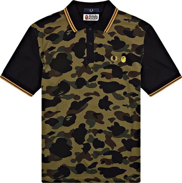 Рубашка BAPE x Fred Perry Polo Shirt 'Green', разноцветный