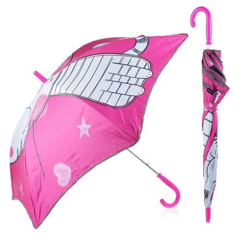 Зонт-трость Oubaoloon, механика, купол 80 см., для девочек, розовый