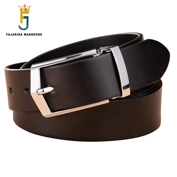 Ремень FAJARINA N17FJ1162 мужской из 100% воловьей кожи, однотонный кожаный пояс из металлического сплава цинка, шириной 33 мм, аксессуар для джинсов