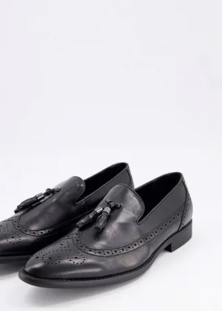 Лоферы-броги из черной искусственной кожи с кисточками ASOS DESIGN-Черный цвет