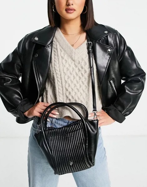 Черная сумка-тоут из искусственной кожи со складками Call It Spring by ALDO Realla-Черный цвет