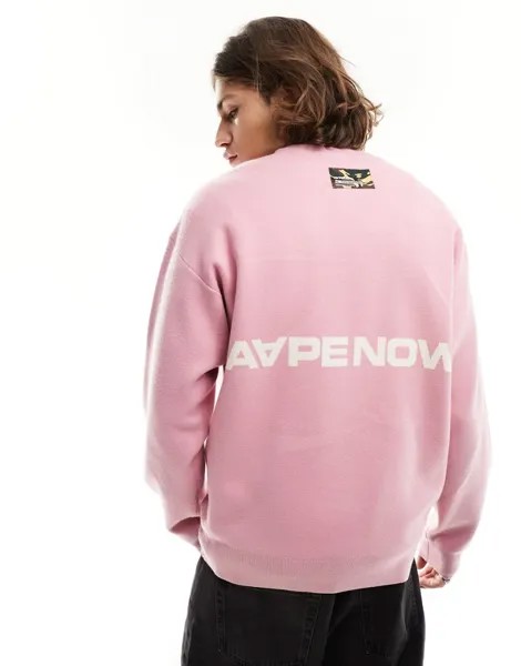 Розовый вязаный джемпер Aape By A Bathing Ape Now AAPE BY A BATHING APE