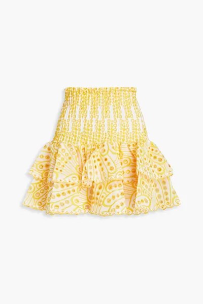 Мини-юбка Noa из английской хлопковой ткани с оборками CHARO RUIZ IBIZA, желтый
