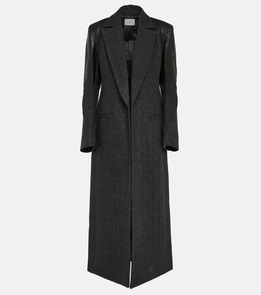 Пальто из смесовой шерсти с узором «елочка» Coperni, серый