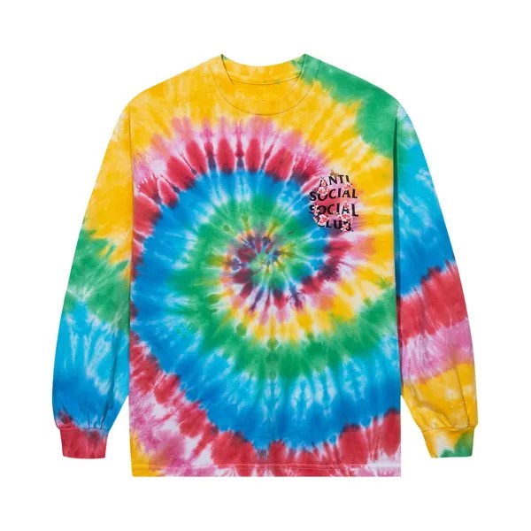 Футболка Anti Social Social Club Kkoch Wifi Tie Dye с длинными рукавами, Радужный тай-дай