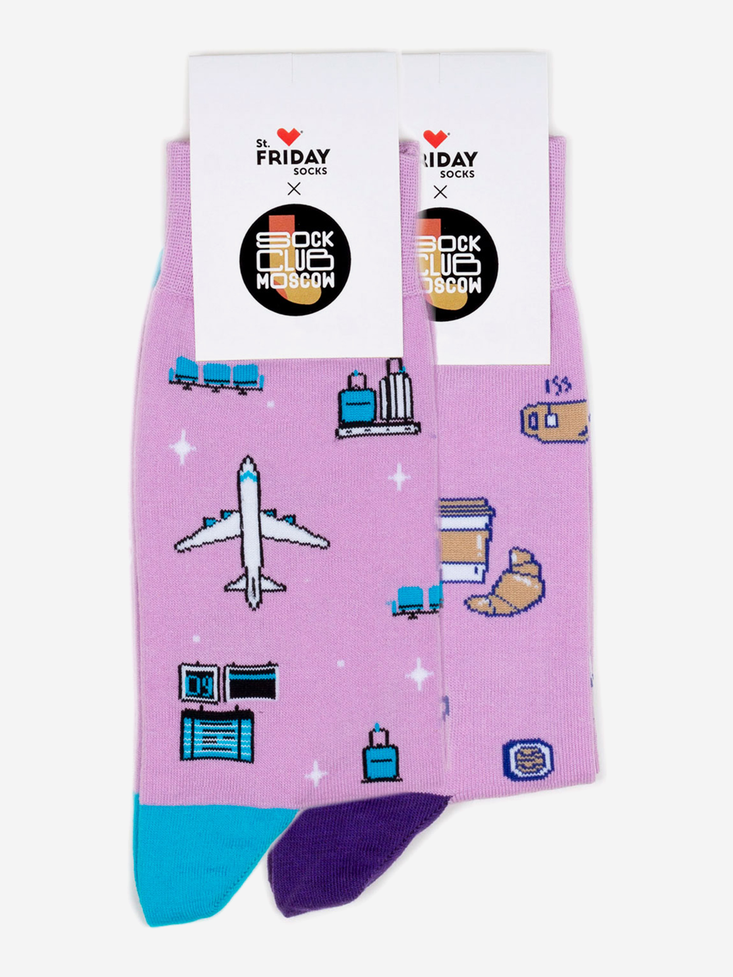 Комплект носков St.Friday Socks x Sock Club Moscow, Шопинг, Еда, Две пары носков, Фиолетовый