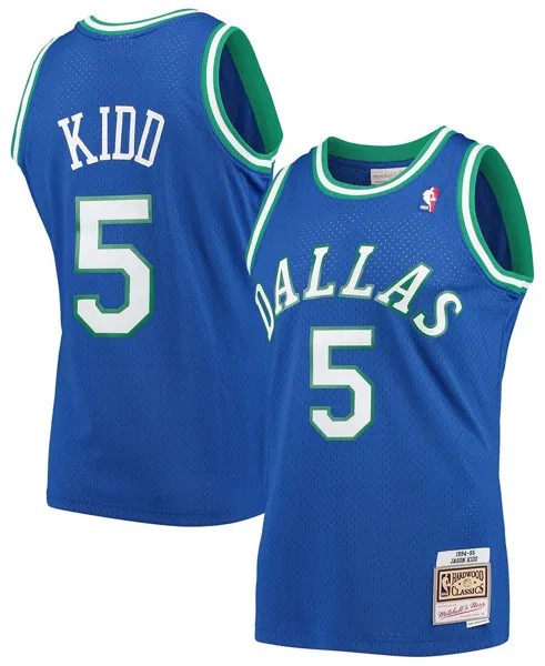 Мужская синяя майка Джейсона Кидда Даллас Маверикс 1994-95 годов Hardwood Classics Swingman Player Mitchell & Ness