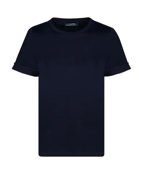 Футболка с круглым вырезом и оборками Max Mara, синий