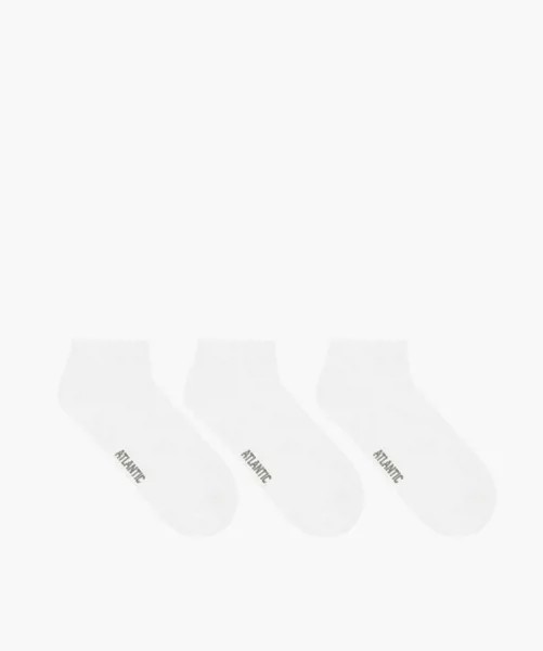 Женские укороченные носки Atlantic, набор 3 пары, хлопок, белые, Basic 3BLC-103
