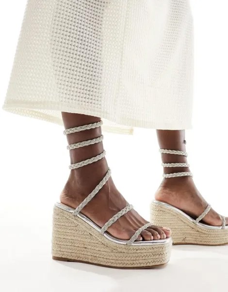 Серебристые эспадрильи с украшением Simmi London Simona SIMMI Shoes