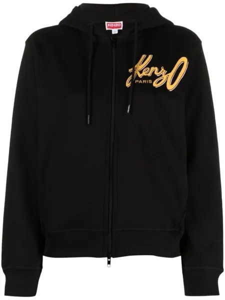 Kenzo худи на молнии с логотипом, черный