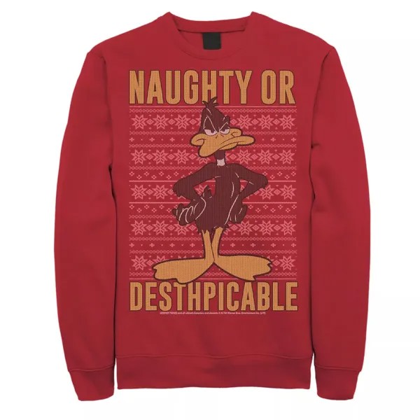 Мужской рождественский свитер Looney Tunes Daffy Naughty Or Desthpicable свитшот Licensed Character