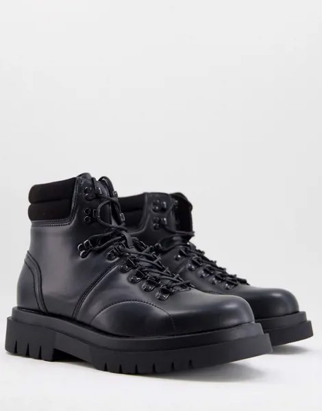 Черные походные ботинки из искусственной кожи с мягкой вставкой Truffle Collection-Черный цвет