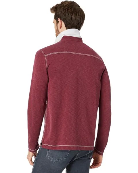 Поло Johnston & Murphy Vintage Slub Long Sleeve Polo, бордовый