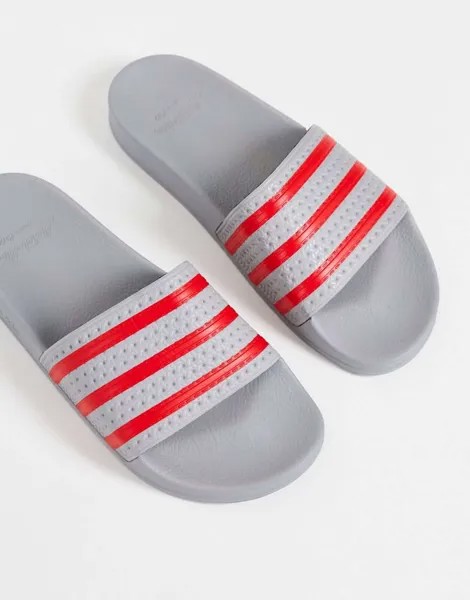 Серые и красные шлепанцы adidas Originals Adilette