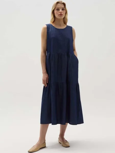 Длинное ярусное платье из денима Hybrid, цвет dark wash