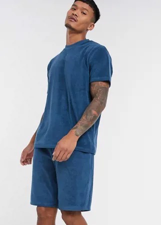 Синяя махровая пижама ASOS DESIGN-Синий