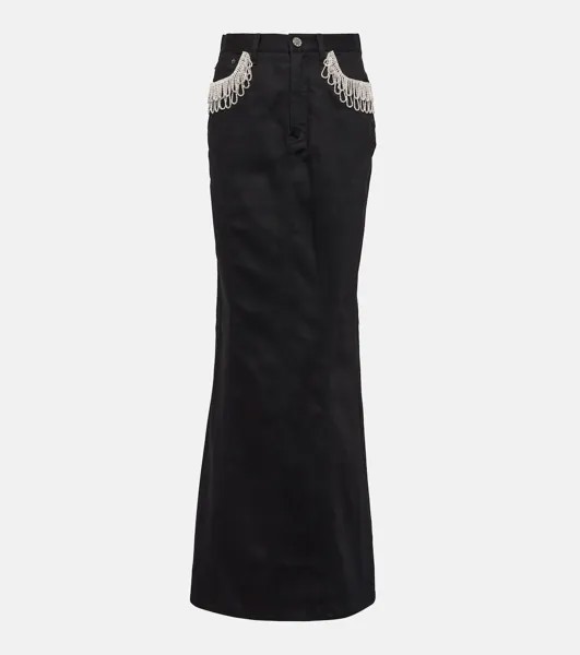 Джинсовая юбка макси с кристаллами ROTATE BIRGER CHRISTENSEN, черный