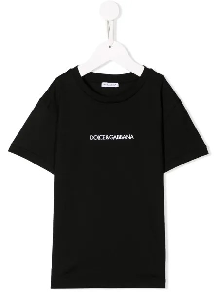 Dolce & Gabbana Kids футболка с вышитым логотипом