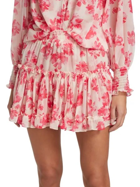 Мини-юбка Marion с цветочным принтом и рюшами Misa Los Angeles, цвет Pink Multi