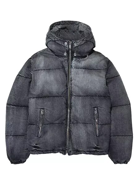 Джинсовая куртка-пуховик с капюшоном Purple Brand, черный