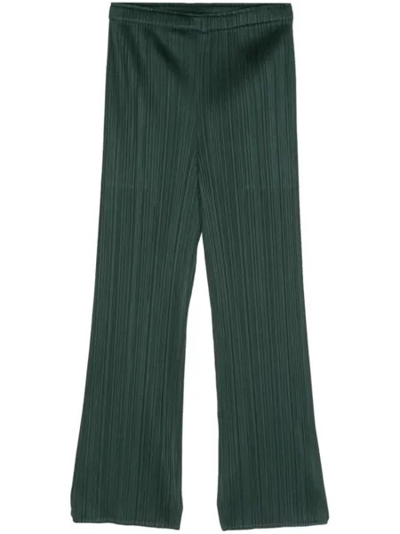 Pleats Please Issey Miyake плиссированные брюки узкого кроя, зеленый