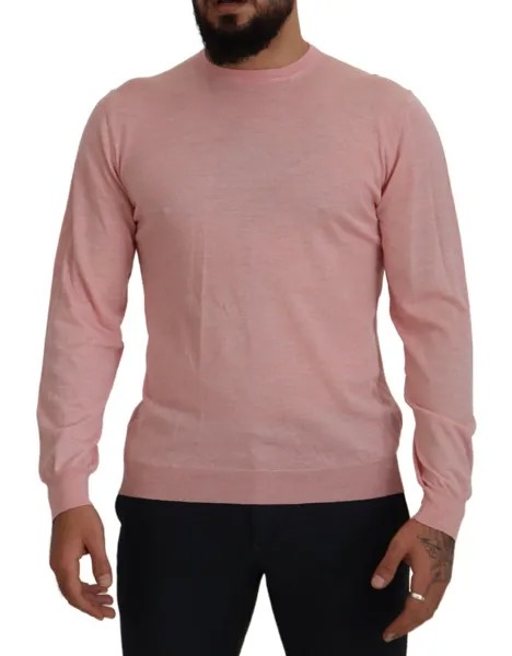SPADALONGA Свитер Розовый хлопковый пуловер с круглым вырезом и длинными рукавами IT52/US42/L 450usd