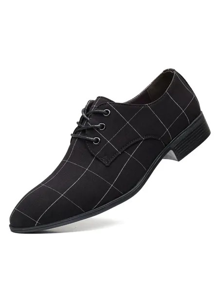 Milanoo Men's Lace Up Plaid Oxfords Dress Shoes