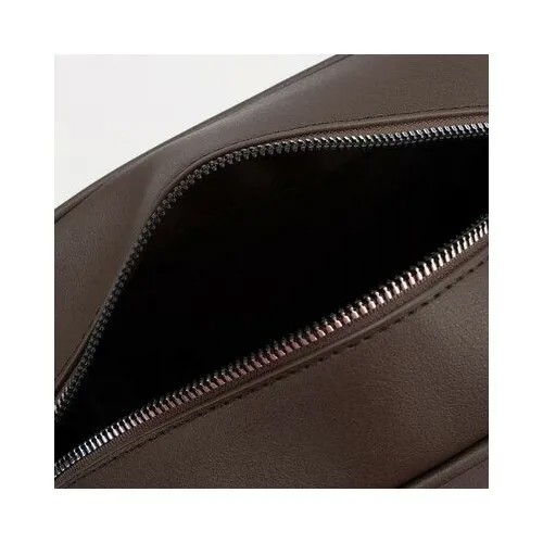 Сумка кросс-боди, отдел на молнии, наружный карман, длинный ремень, цвет коричневый