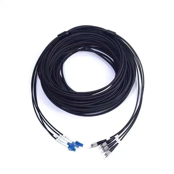 80mtr 5,0 мм бронированный 4C волоконно-оптический патч-кордов ratproof LC-LC SC-SC FC-FC 4 ядра джемпер одномодовых SM; Открытые и закрыты; Черный цвет