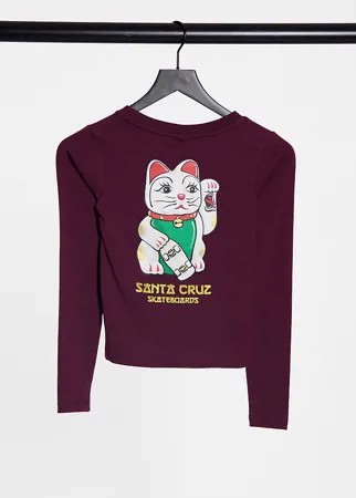 Бордовый укороченный лонгслив Santa Cruz Lucky Cat. Эксклюзивно для ASOS-Красный
