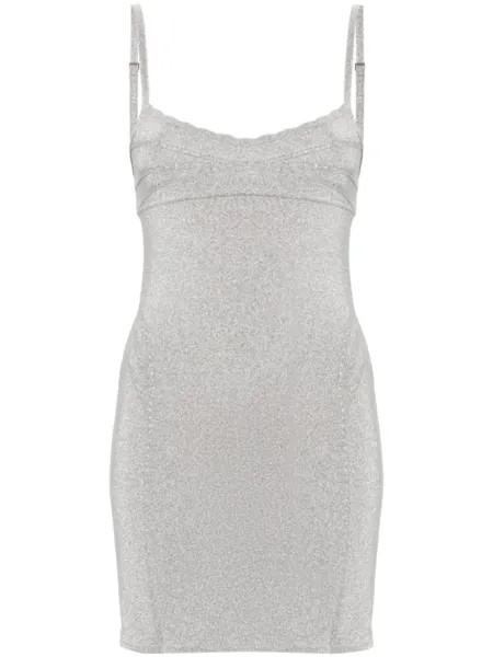 Jacquemus платье мини Fiesta с люрексом, серебристый