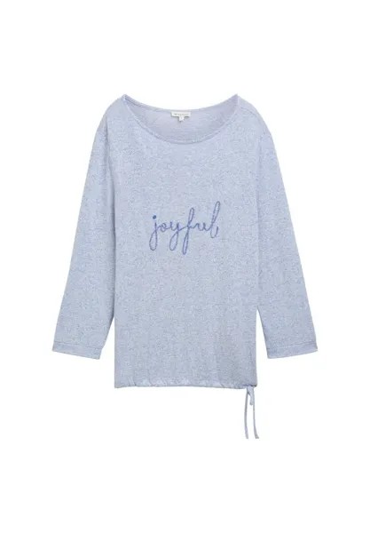 Рубашка с длинным рукавом MIT TEXT TOM TAILOR, цвет Preppy Jean Blue Melange