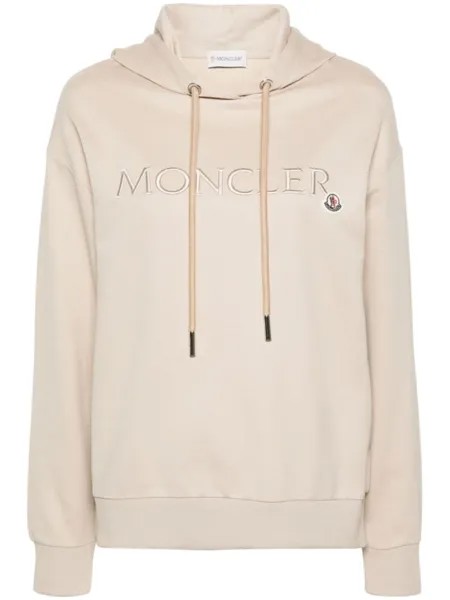 Moncler худи с вышитым логотипом, нейтральный цвет
