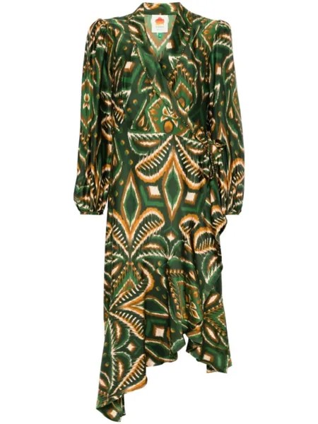 FARM Rio платье миди Pinneapple Ikat, зеленый