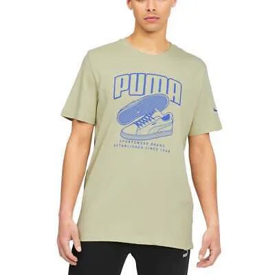 Puma Kicks Graphic Crew Neck Футболка с коротким рукавом Мужская зеленая спортивная повседневная футболка