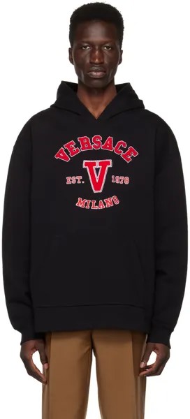 Черный университетский худи Versace