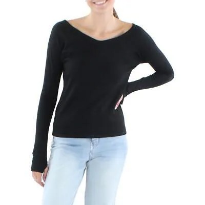 Helmut Lang Женский черный пуловер из смесовой шерсти с длинными рукавами, рубашка XS BHFO 8494