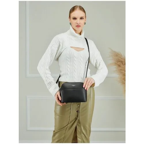 Сумка кросс-боди DAVID JONES, фактура зернистая, плетеная, черный