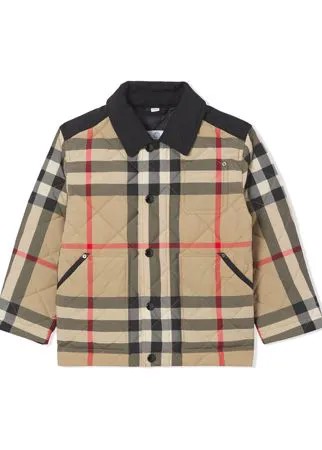 Burberry Kids стеганая куртка в клетку Vintage Check