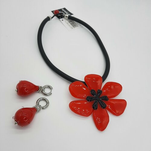 Колье PJ Murano, черный, красный