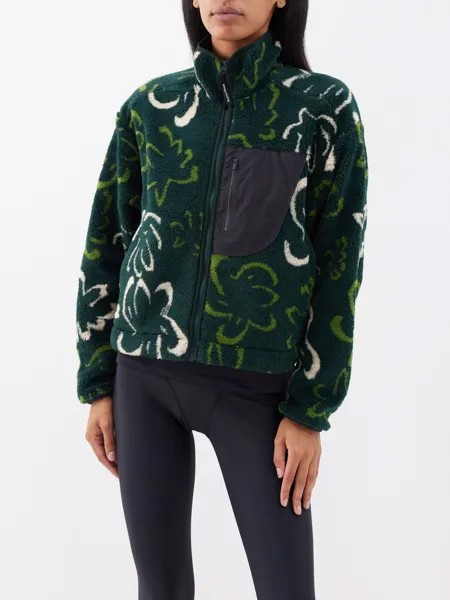 Флисовая куртка на молнии с цветочным принтом District Vision, зеленый