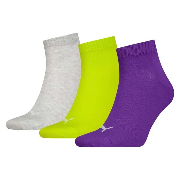 Носки Puma Plain Quarter short 3 шт, разноцветный